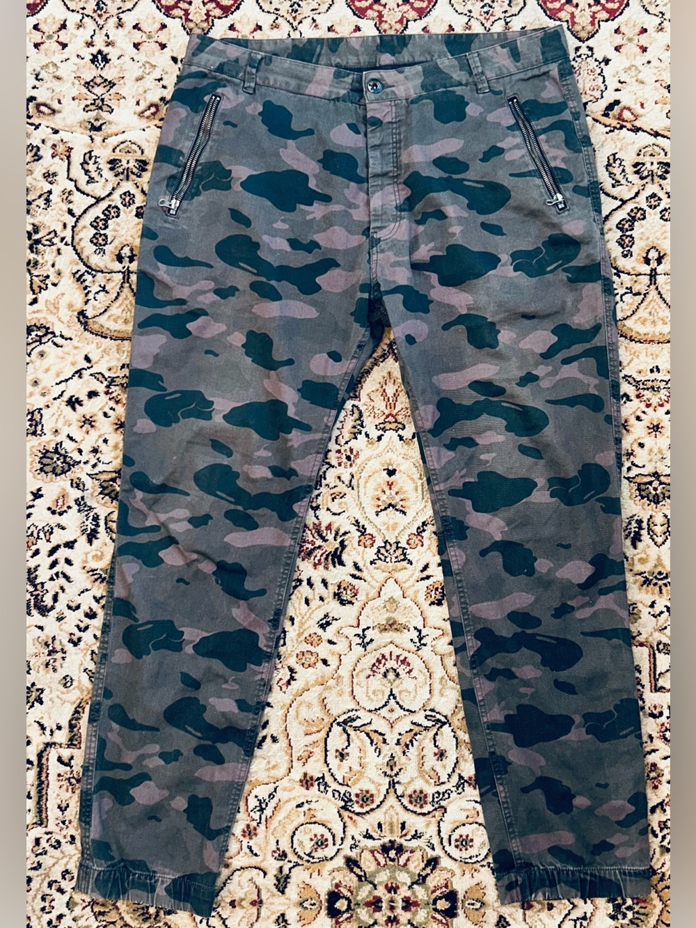 H&M Men's Joggers Camo pants 36 Green Camo Casual Stretch Cotton